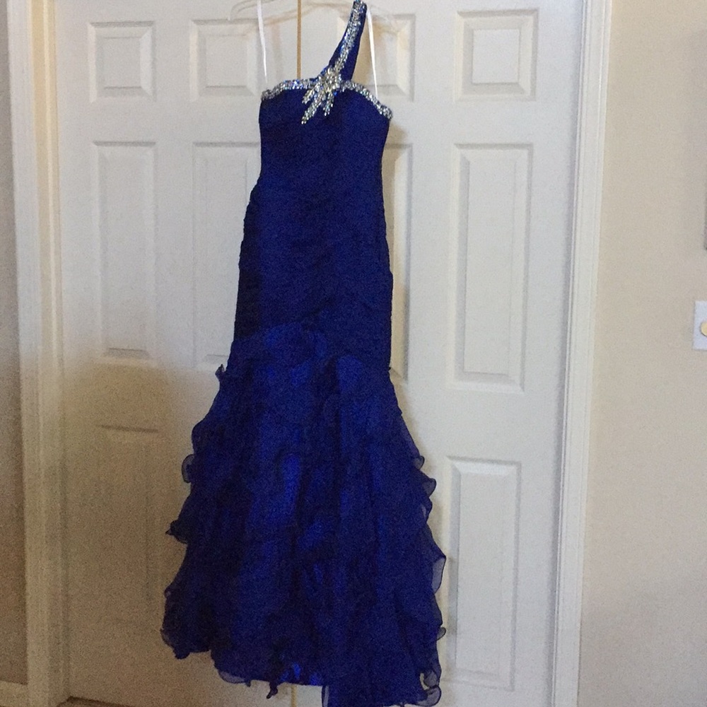 Royal Blue Jovani mermaid custom stoning pageant